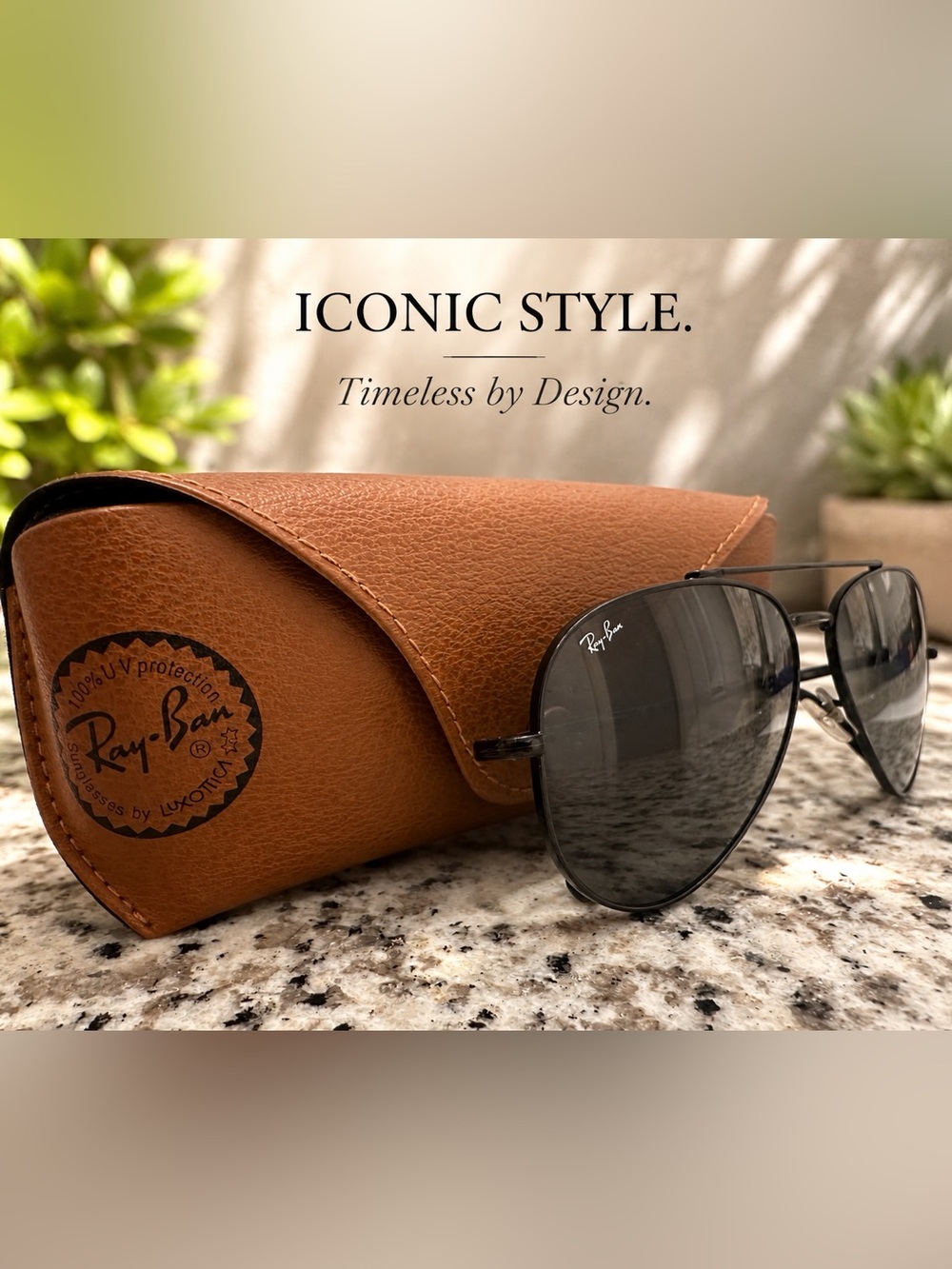 Ray-Ban RB3625 Aviator Sunglasses Black Frame Gray Lenses w/ Case - Picture 2 of 6